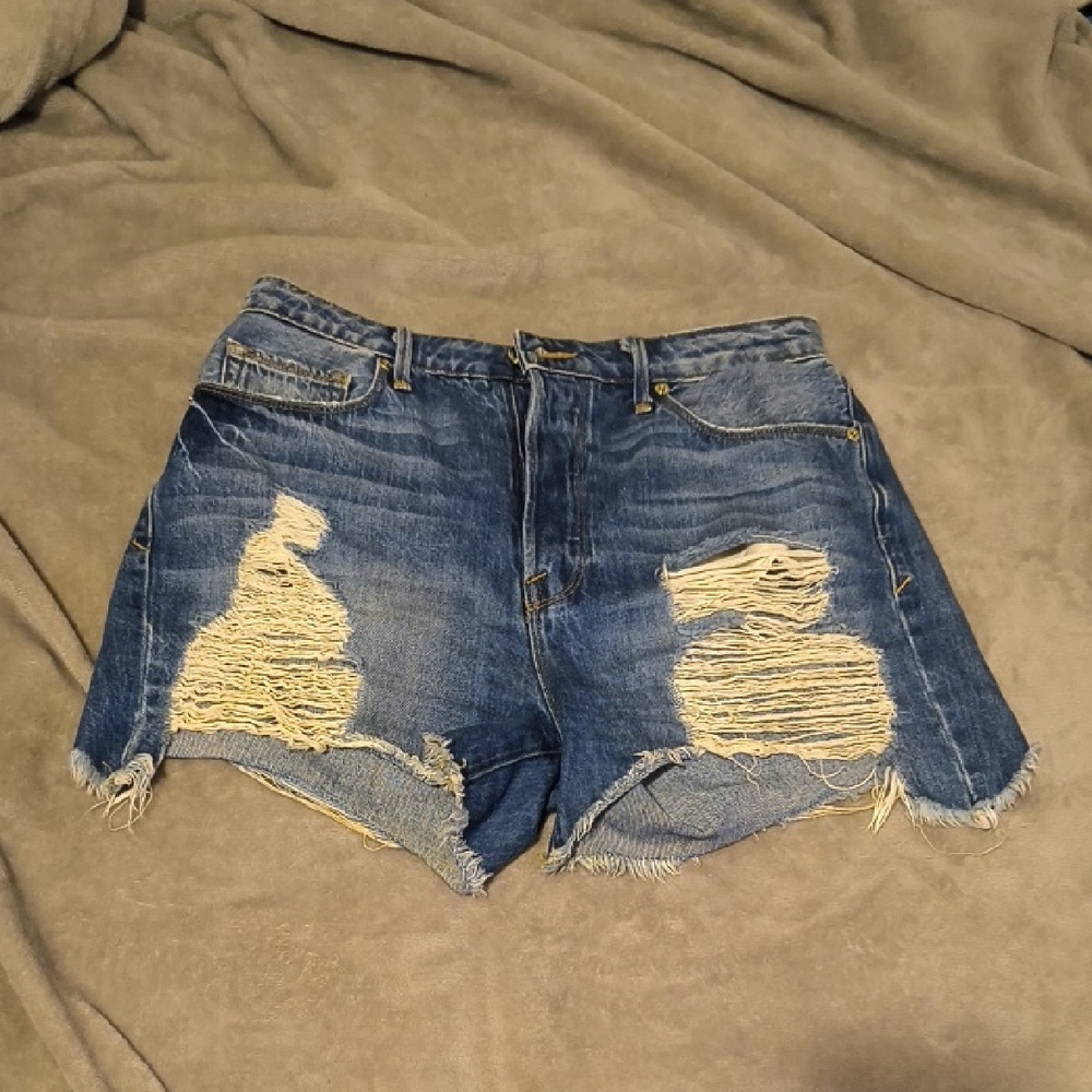 Good American | Distressed Blue Jean Shorts